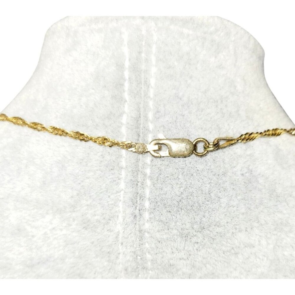 Vintage Round CZ Solitaire Charm Pendant Gold Tone Necklace 18" Long Chain - Picture 3 of 5
